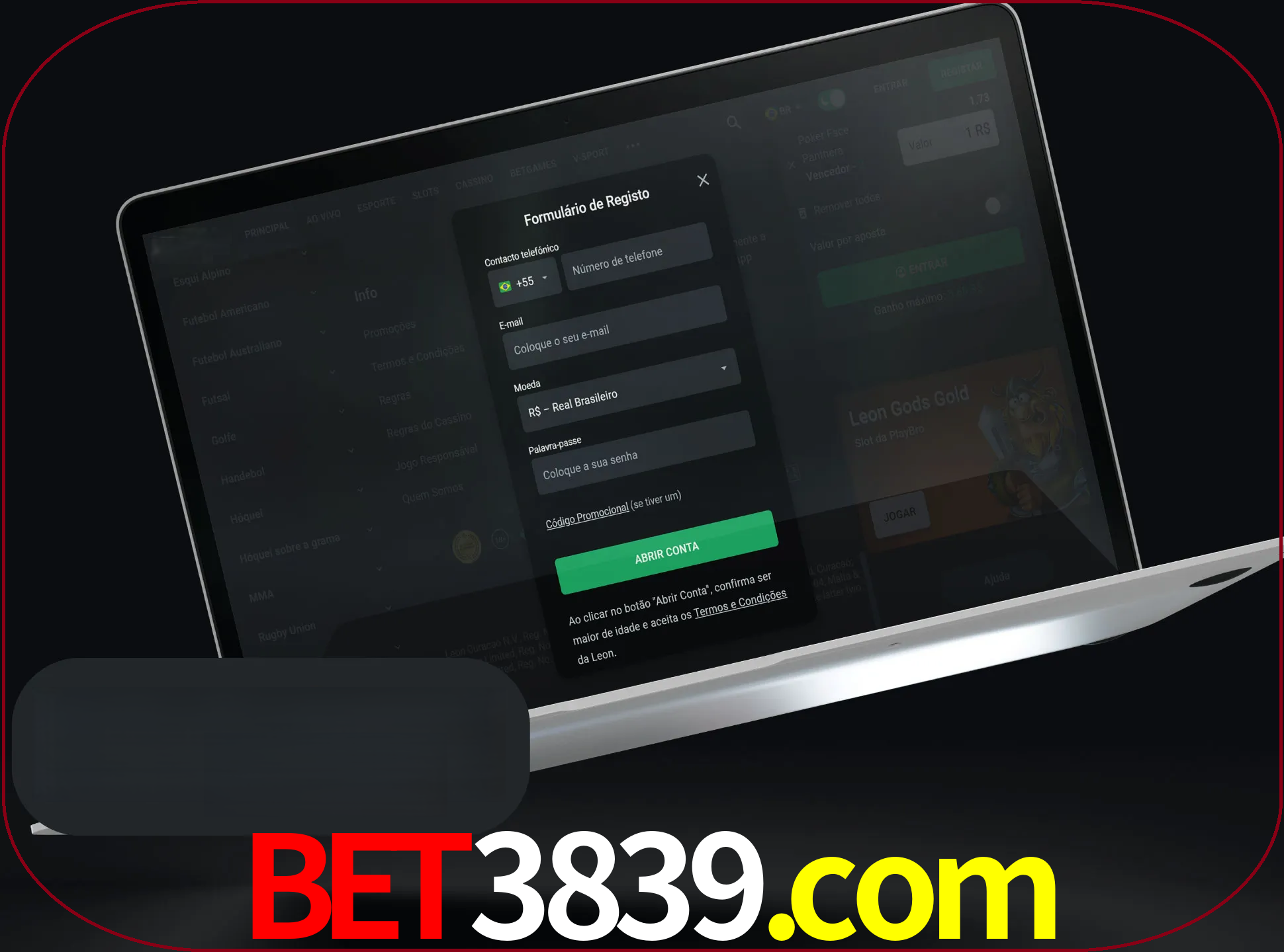 Abra o site da LeonBet e crie sua própria conta.